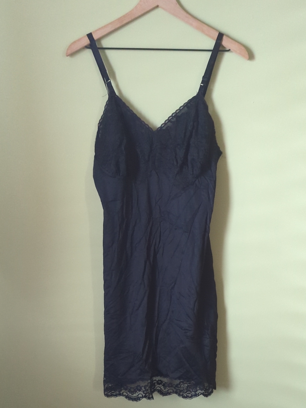 Vintage Black Lace-Trimmed Slip